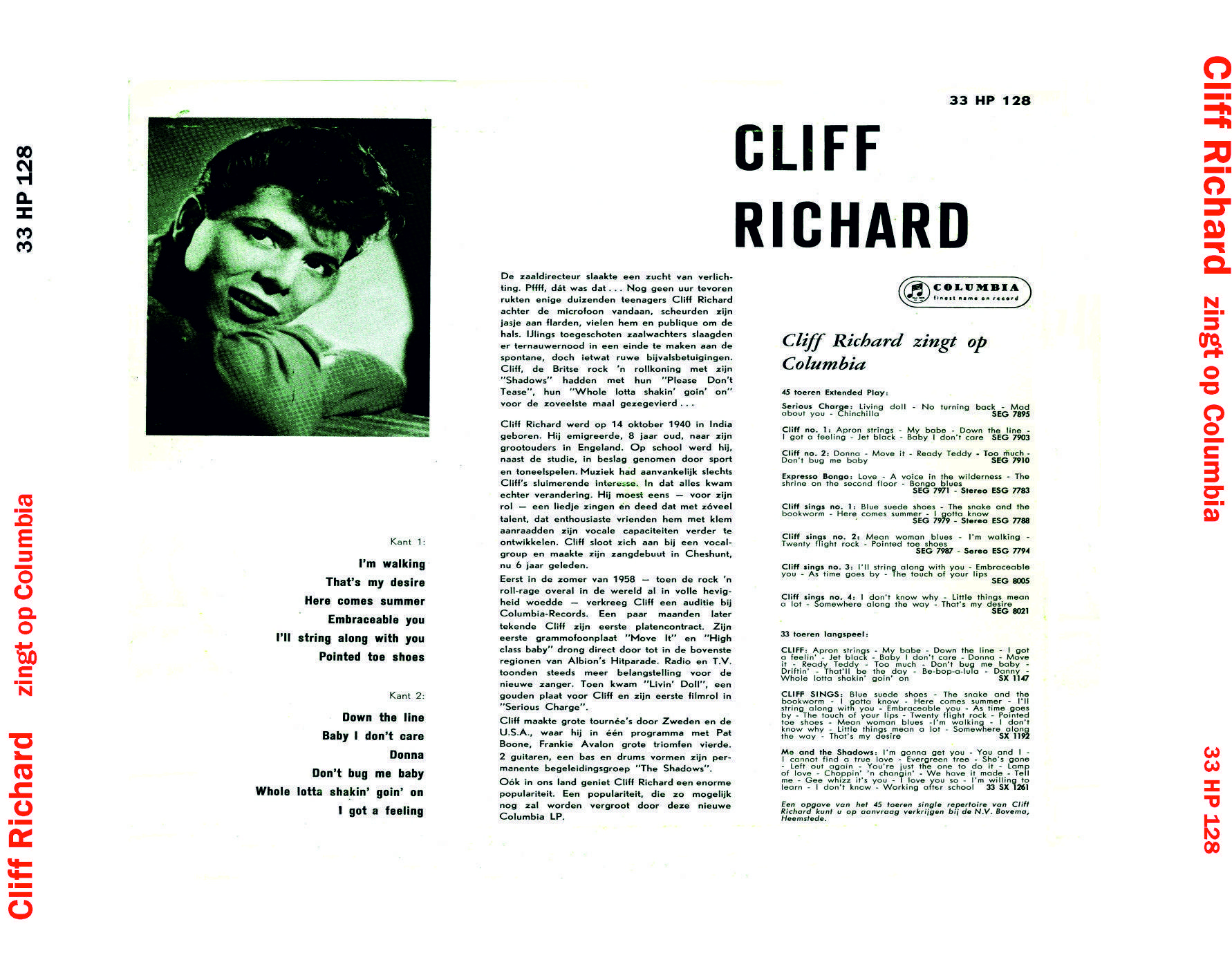 Cliff Richard Cliff Sings : Back
